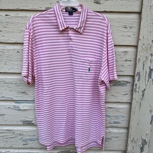 Polo Ralph Lauren Striped Easter Pink Pullover Golf Shirt Spring Blue Label H3